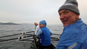 Dobbeltfirer på fjorden. Morten Grepperud på stroke. Antje Peine, Per Giltvedt  og Espen Treider fyllte opp resten av båten.